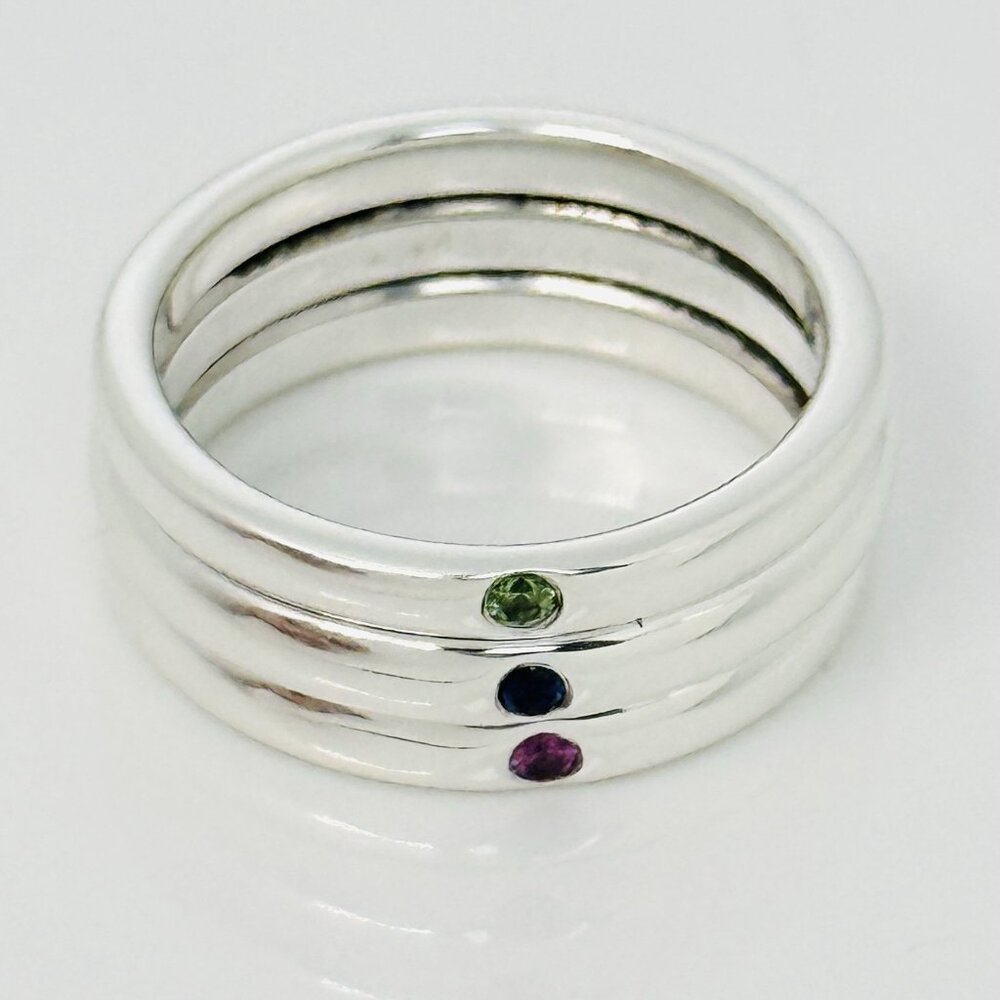Size 7 Tiffany & Co Ruby Sapphire Emerald Stacking Triple Ring by Elsa Peretti - Picture 2 of 7